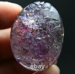 106. Ct Natural Purple Rutile Super Seven Crystal Carving Quartz Pendant Polished