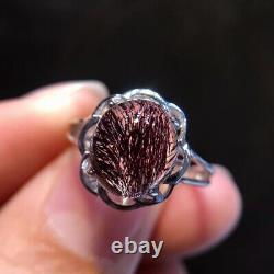 108.6mm Natural Purple Super 7 Purple Hair Rutilated Crystal Polished Ring