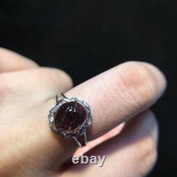 108.6mm Natural Purple Super 7 Purple Hair Rutilated Crystal Polished Ring