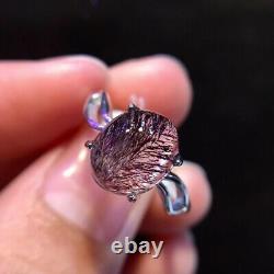 108mm Natural Purple Super 7 Purple Hair Rutilated Crystal Polished Ring AAA