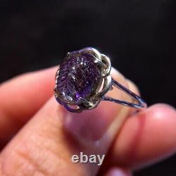 10.28mm Natural Purple Super 7 Purple Hair Rutilated Crystal Polished Ring AAA