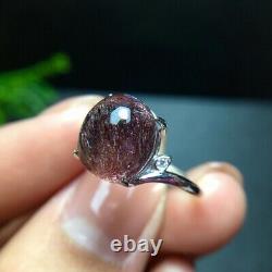 10.59.3mm Natural Purple Super 7 Purple Hair Rutilated Crystal Polished Ring