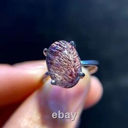 10.59mm Natural Purple Super 7 Purple Hair Rutilated Crystal Polished Ring AAA