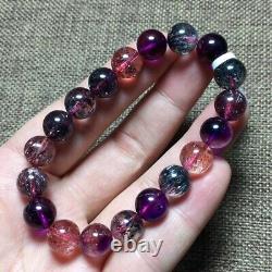 10mm Natural Brazil Super Seven 7 Melody Amethyst Crystal Round Beads Bracelet
