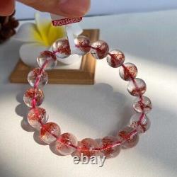 10mm Natural Super Seven Crystal Gold Strawberry Round Bead bracelet