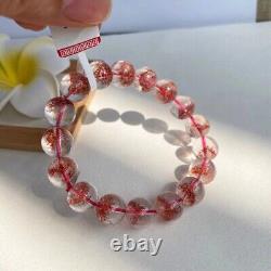 10mm Natural Super Seven Crystal Gold Strawberry Round Bead bracelet