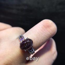 117.3mm Natural Purple Super 7 Purple Hair Rutilated Crystal Polished Ring AAA