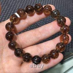 11.5mm Genuine Natural Black Super 7 Seven lepidocrocite Quartz Beads Bracelet