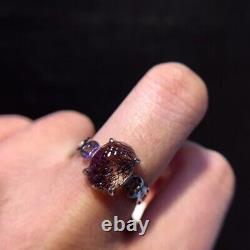 11.68mm Natural Purple Super 7 Purple Hair Rutilated Crystal Polished Ring AAA