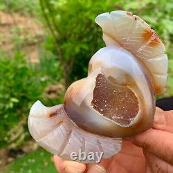122G Natural and beautiful agate crystal cave heart Druze piece super large