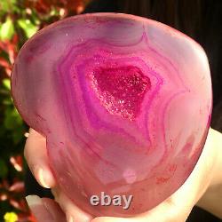 128G Natural beautiful heart-shaped agate crystal cave super large gem D567