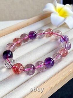 12mm Natural Purple Super 7 Purple Hair Rutilated Crystal Beads Bracelet AAA
