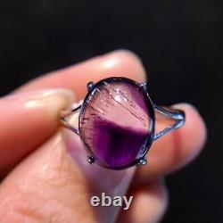 1310.6mm Natural Purple Super 7 Purple Hair Rutilated Crystal Polished Ring AAA