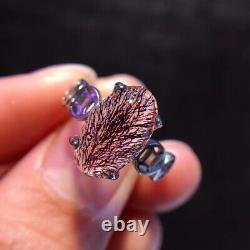 13.27mm Natural Purple Super 7 Purple Hair Rutilated Crystal Polished Ring AAA