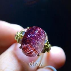 13.49.7mm Natural Purple Red Super Seven Crystal Adjustable Ring AAAA