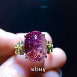 13.49.7mm Natural Purple Red Super Seven Crystal Adjustable Ring AAAA