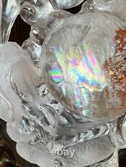 140.5mm Natural Super rainbow hematite quartz dragon crystal carving high grade