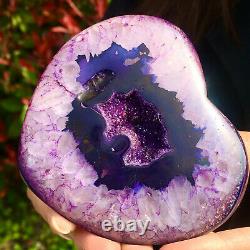 154G Natural beautiful heart-shaped agate crystal cave super large gem D570