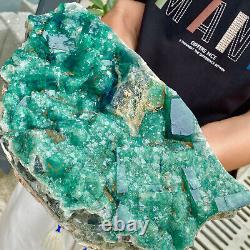 18.07LB Natural super beautiful green fluorite crystal mineral healing specimens
