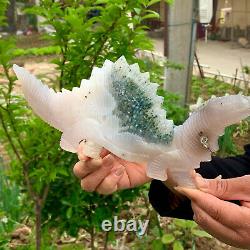 1.11LB Natural and beautiful agate crystal cave heart Druze piece super large