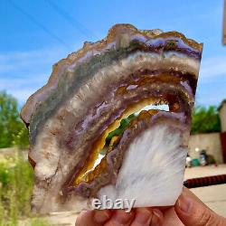 1.16LB Natural Super 7 Fluorite Plate with Pyrite Crystal Standard Treatment