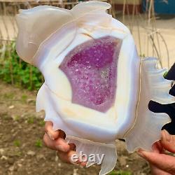 1.42LB Natural and beautiful agate crystal cave heart Druze piece super large