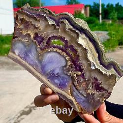 1.42LB Natural super 7 fluorite slab with pyrite Crystal stone specimens cure
