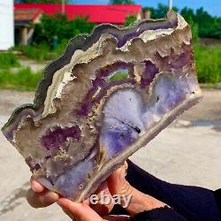 1.42LB Natural super 7 fluorite slab with pyrite Crystal stone specimens cure
