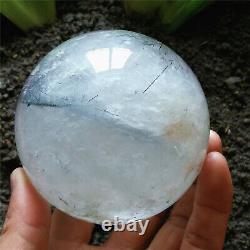 1.78LB 83mm SUPER RARE Natural Blue Hair Rutilated Quartz Crystal Sphere Ball
