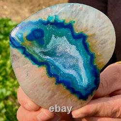 208G Natural and beautiful agate crystal cave heart Druze piece super large