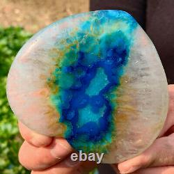 208G Natural and beautiful agate crystal cave heart Druze piece super large