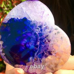 208G Natural beautiful heart-shaped agate crystal cave super large gem D555