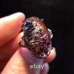 20.314mm Natural Purple Super 7 Purple Hair Rutilated Crystal Polished Ring AAA