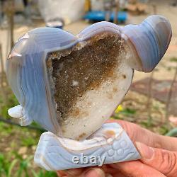 212g Natural beautiful heart-shaped agate crystal cave super large gem