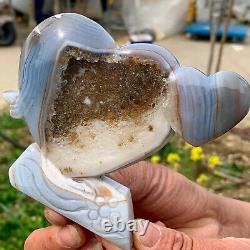 212g Natural beautiful heart-shaped agate crystal cave super large gem