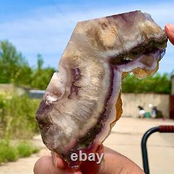 218G Natural super 7 fluorite slab with pyrite Crystal stone specimens cure