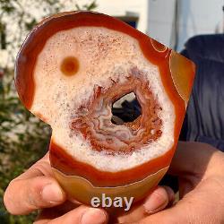 220G Natural and beautiful agate crystal cave heart Druze piece super large