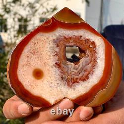 220G Natural and beautiful agate crystal cave heart Druze piece super large