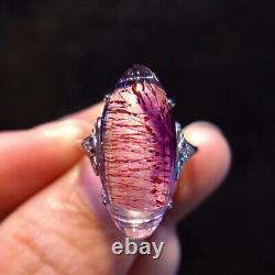 22.310mm Natural Purple Super 7 Purple Hair Rutilated Crystal Polished Ring AAA