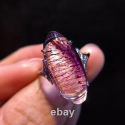 22.310mm Natural Purple Super 7 Purple Hair Rutilated Crystal Polished Ring AAA