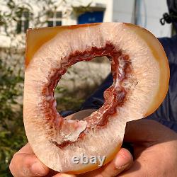 231G Natural and beautiful agate crystal cave heart Druze piece super large