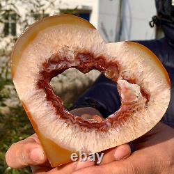 231G Natural and beautiful agate crystal cave heart Druze piece super large