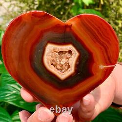 234G Natural and beautiful agate crystal cave heart Druze piece super large