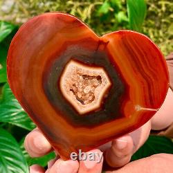 234G Natural and beautiful agate crystal cave heart Druze piece super large