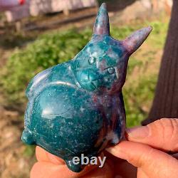 235G Natural marine jasper crystal carving dragon cat jasper super large gem
