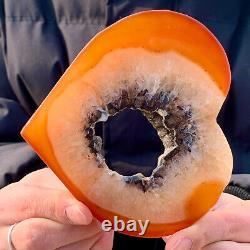 245G Natural and beautiful agate crystal cave heart Druze piece super large