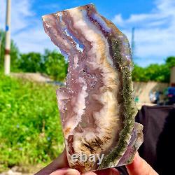 245G Natural super 7 fluorite slab with pyrite Crystal stone specimens cure