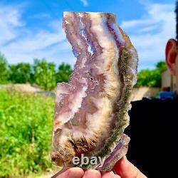 245G Natural super 7 fluorite slab with pyrite Crystal stone specimens cure