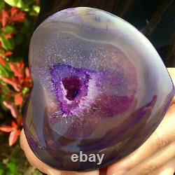 249G Natural beautiful heart-shaped agate crystal cave super large gem D563