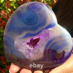249G Natural beautiful heart-shaped agate crystal cave super large gem D563